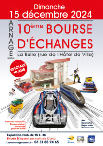 Affiche de la bourse d'échanges d'Arnage 2024 avec au centre la superbe Porsche 917LH Martini de 1971