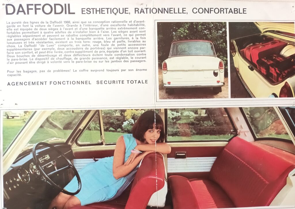 vue de l'habicle et de l'arrière de la Daffodil  31 extraite d'un catalogue DAF