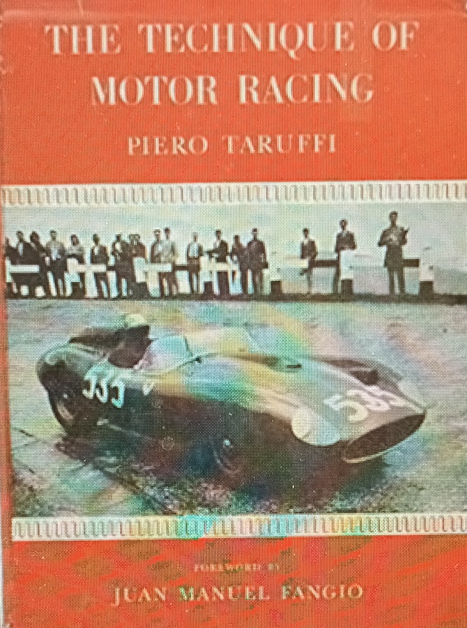 Ferrari 315 S victorieuse au Mille Miglia 1957 en couverture du livre The Technique Of Motor Racing Ed Motor Racing Publication 1959